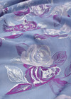 Органза шелк вышивка фиолетовые розы на голубом (DG-2575) фото 2
