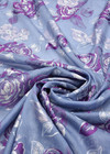Органза шелк вышивка фиолетовые розы на голубом (DG-2575) фото 3