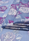 Органза шелк вышивка фиолетовые розы на голубом (DG-2575) фото 4