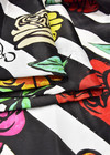 Дизайнерская органза шелк купон розы черно-белая полоска (DG-8795) фото 3