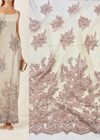 Кружево вышивка пайетками и стеклярусом жемчужно розовое (DG-7506) фото 1