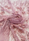 Вышивка 3D на сетке жемчужно розовая цветы стразы (DG-5406) фото 3