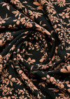 Трикотаж оранжевые цветы на черном фото 2