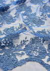 Вышивка на сетке стеклярусом цветочный узор голубая Valentino фото 2