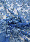 Вышивка на сетке стеклярусом цветочный узор голубая Valentino фото 3
