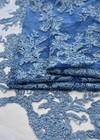 Вышивка на сетке стеклярусом цветочный узор голубая Valentino фото 4