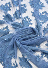 Вышивка на сетке бисером и стеклярусом голубое Valentino фото 3