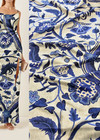 Именной атлас дюшес синие цветы Cavalli фото 1