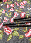 Лоден шерсть вышивка розовые цветы на сером (DG-8816) фото 3