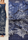 Шанель твид вышивка цветы темно-синий (CC-0126) фото 1