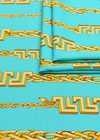 Крепдешин бирюзовый золотой узор Versace фото 2