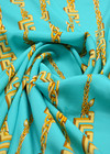 Крепдешин бирюзовый золотой узор Versace фото 4