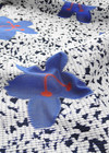Хлопок Матлассе с вышивкой цветы на синем (DG-8136) фото 3