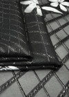 Органза купон вышивка черная с белыми цветами (DG-23001) фото 3