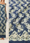 Джинс синий вышивка пайетками золотые цветы (DG-0949) фото 1