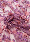 Вышивка на сетке 3Д цветами пыльная роза с фиолетовым стеклярусом Ferragamo фото 4