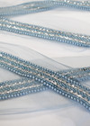 Тесьма вышивка на сетке голубым бисером стразами (DG-7960) фото 2