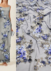 Вышивка на сетке 3Д цветы синяя Valentino фото 1