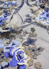 Вышивка на сетке 3Д цветы синяя Valentino фото 2