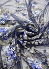Вышивка на сетке 3Д цветы синяя Valentino фото 3