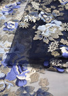 Вышивка на сетке 3Д цветы синяя Valentino фото 4