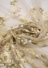 Вышивка на сетке 3D цветы золотистая Valentino фото 3