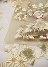 Вышивка на сетке 3D цветы золотистая Valentino фото 4
