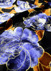 Бархат шелковый черный синие розы (DG-5676) фото 2