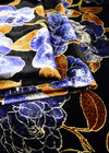 Бархат шелковый черный синие розы (DG-5676) фото 4