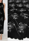 Бархат с вышивкой черный белые цветы D&G фото 1