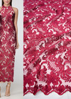 Вышивка на сетке бордовое с цветами и фестонами (DG-4986) фото 1