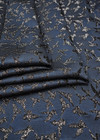 Жаккард вышивка черные птицы на синем Balenciaga фото 3