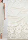 Кружево свадебное белое вышивка цветочной каймой в полоску (DG-2557) фото 1