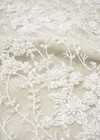 Кружево свадебное белое вышивка цветами бисер стеклярус пайетки (DG-3557) фото 2