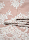 Креп с кружевной вышивкой розовый белые цветы (DG-9957) фото 3