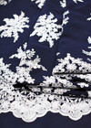 Креп с кружевной вышивкой синий белые цветы (DG-9567) фото 3