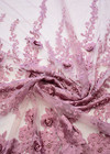Вышивка на сетке 3Д цветы бусины пайетки яркий розовый (DG-7177) фото 2
