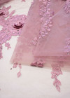 Вышивка на сетке 3Д цветы бусины пайетки яркий розовый (DG-7177) фото 3