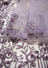 Вышивка на сетке 3Д цветами бусинами стразами фиолетовая (DG-8177) фото 2