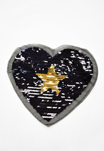 Дизайнерская аппликация черное сердце звезда пайетки (GG-8370)