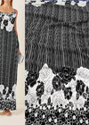 Трикотаж плиссе черный цветочный бордюр (DG-0947) фото 1