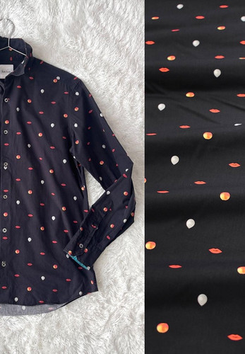 Хлопок рубашечный черный мелкий рисунок Paul Smith