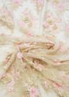 Кружево вышивка 3Д розовые цветы на бежевом (DG-3508) фото 3