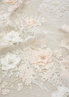 Кружево 3Д свадебное белое с персиковыми цветами (DG-7508) фото 2
