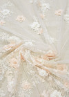 Кружево 3Д свадебное белое с персиковыми цветами (DG-7508) фото 3