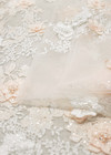 Кружево 3Д свадебное белое с персиковыми цветами (DG-7508) фото 4
