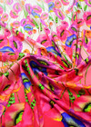 Шелк стрейчевый атласный купон розовые маки Gucci фото 2