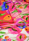 Шелк стрейчевый атласный купон розовые маки Gucci фото 3