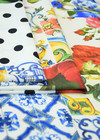 Шелк стрейч лоскутное шитье цветами горох и майолика (DG-60101) фото 3