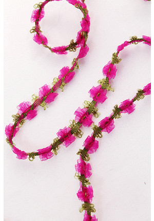 Тесьма косичка плетеная с розовыми цветами (GG-8830)